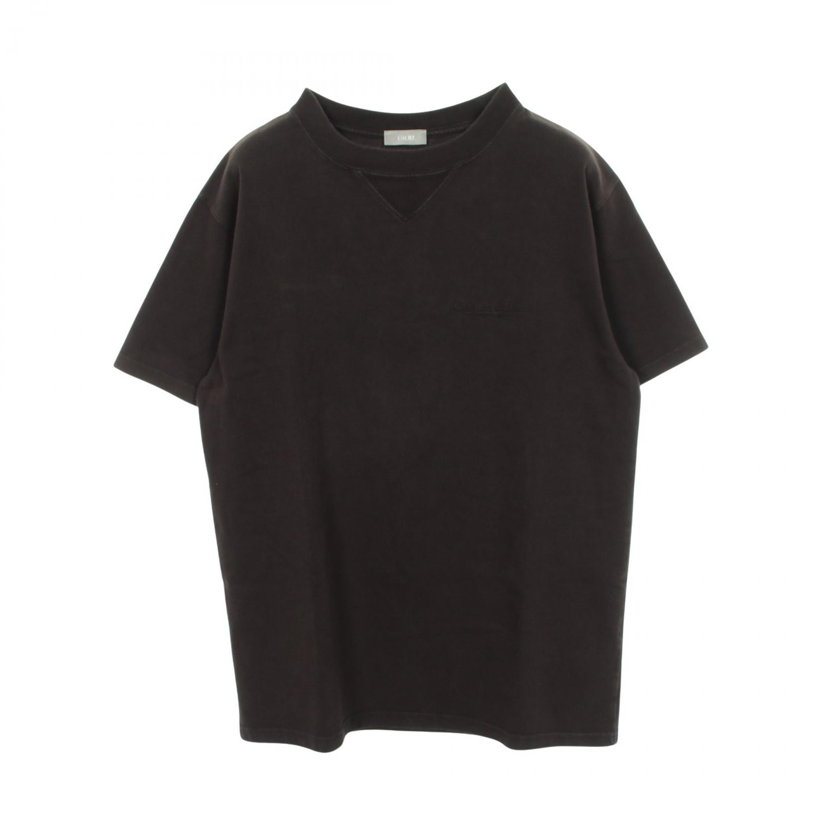 ディオール Dior ロゴ刺繍 半袖Tシャツ 衣料品 トップス コットン メンズ ブラック系 【中古】