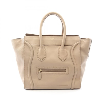 セリーヌ CELINE ラゲージ ミニショッパー ハンドバッグ バッグ レザー レディース ベージュ系 165213 【中古】