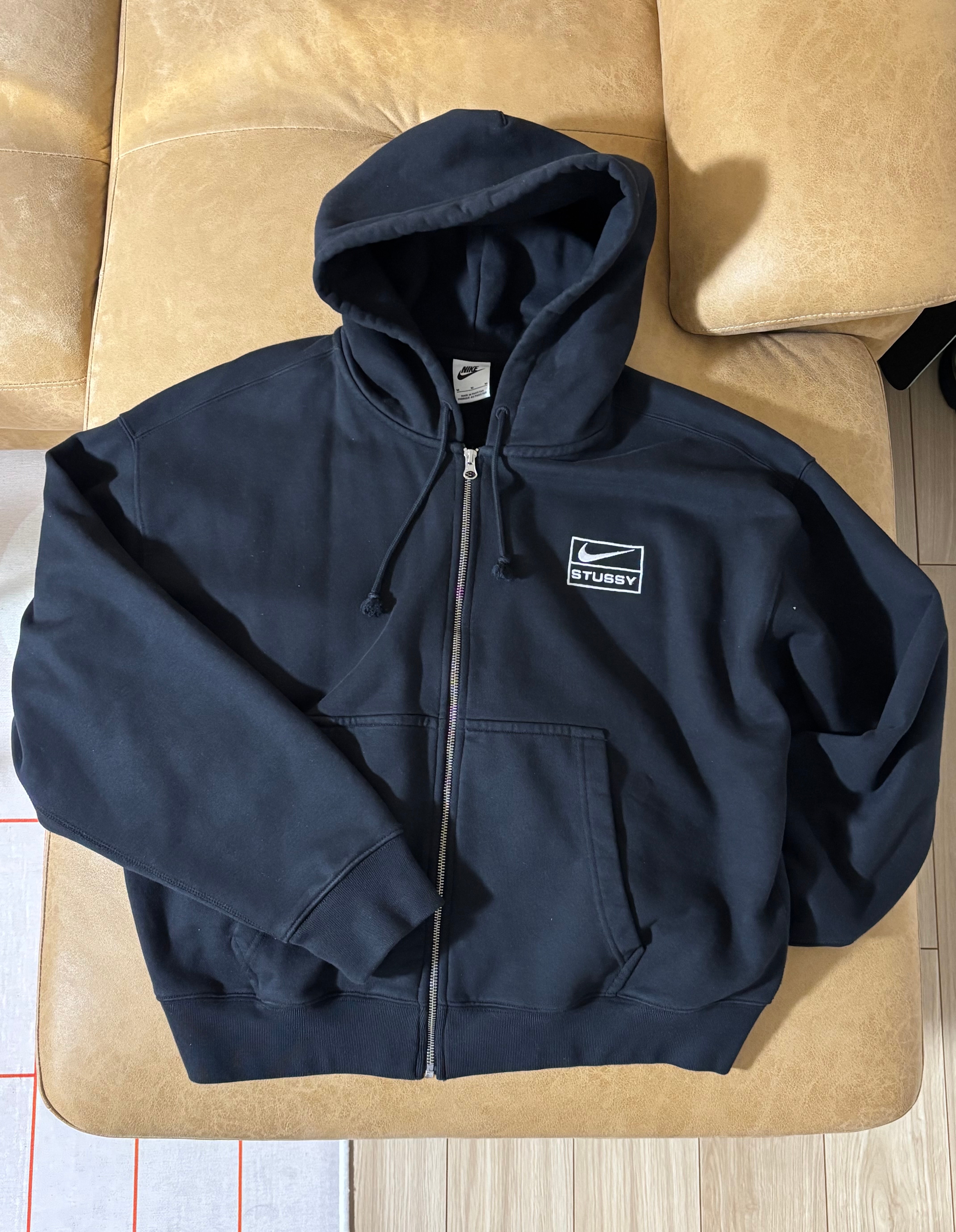 Stussy x Nike Stone Washed Fleece Zip Hoodie "Black" (US Size) FJ9175-010