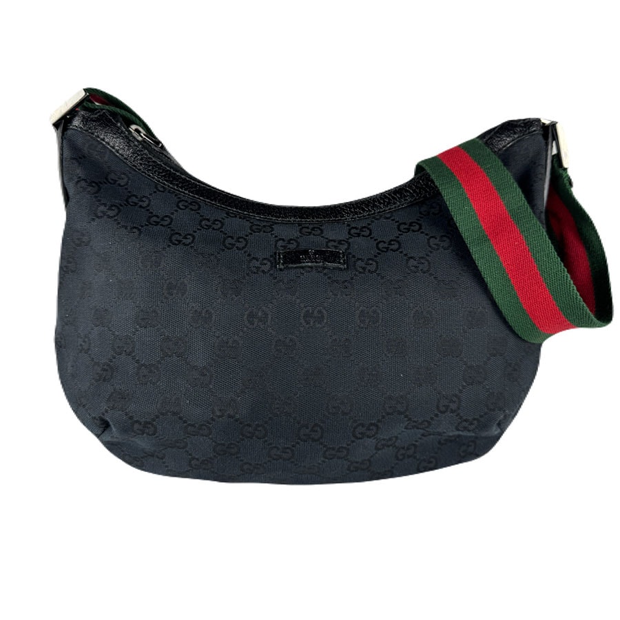 グッチ GUCCI 斜め掛けショルダーバッグ GGキャンバス ブラック/グリーン/レッド レディース 181092【中古】 z8724