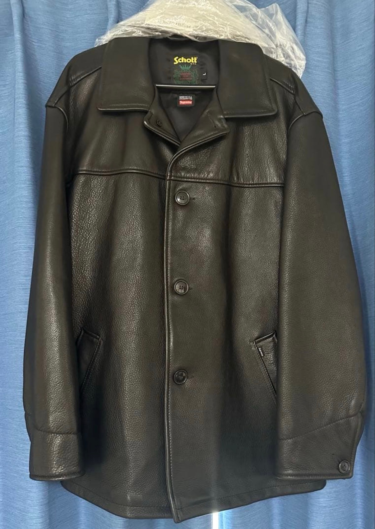 Supreme / Schott Leather Car Coat "Black"