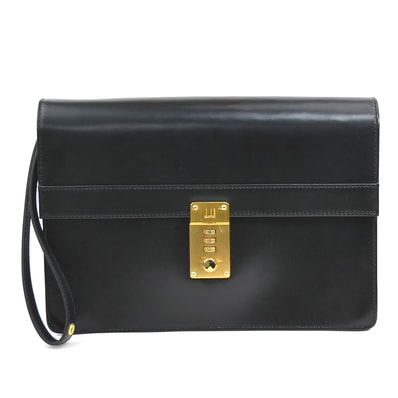 ダンヒル Dunhill セカンドバッグ レザー ブラック メンズ【中古】 h32381r