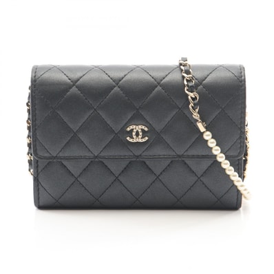 シャネル CHANEL マトラッセ パール ショルダーバッグ バッグ ラムスキン(羊革) レディース ブラック系 【中古】
