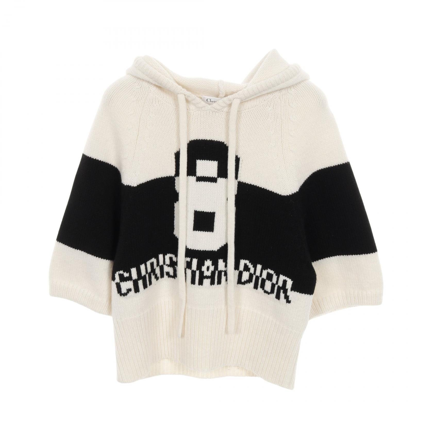 ディオール Dior 半袖 ニット 衣料品 トップス ウール カシミヤ レディース ホワイト系 / ブラック系 254S56AM121 【中古】