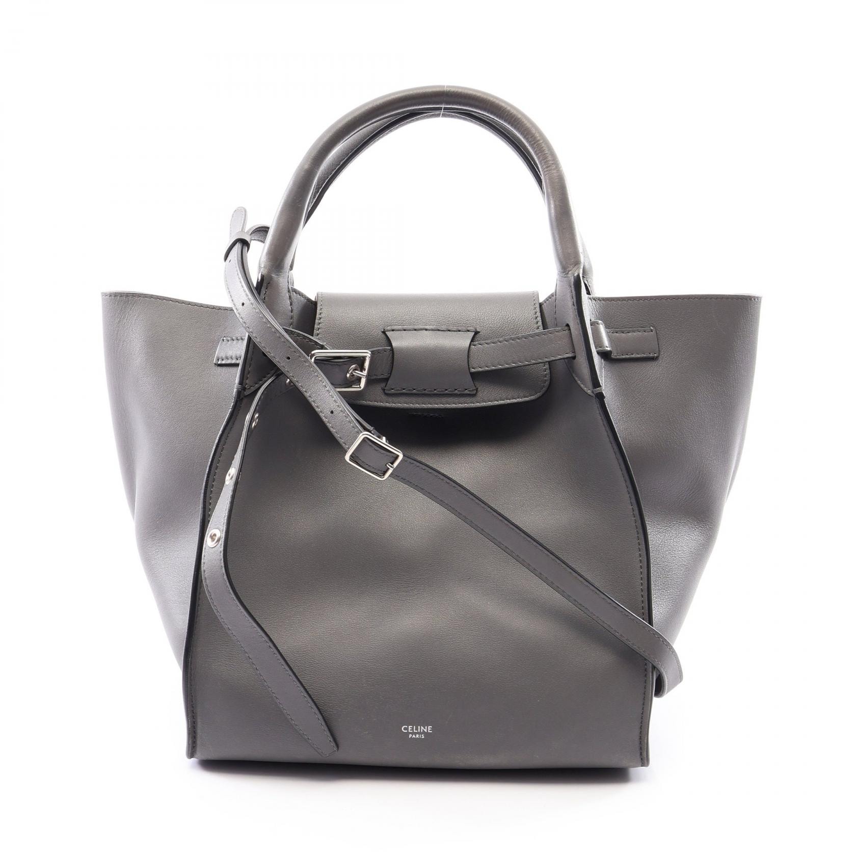 セリーヌ CELINE ビッグバッグ スモール ウィズ ロングストラップ 2WAY ハンドバッグ バッグ レザー レディース グレー系 【中古】
