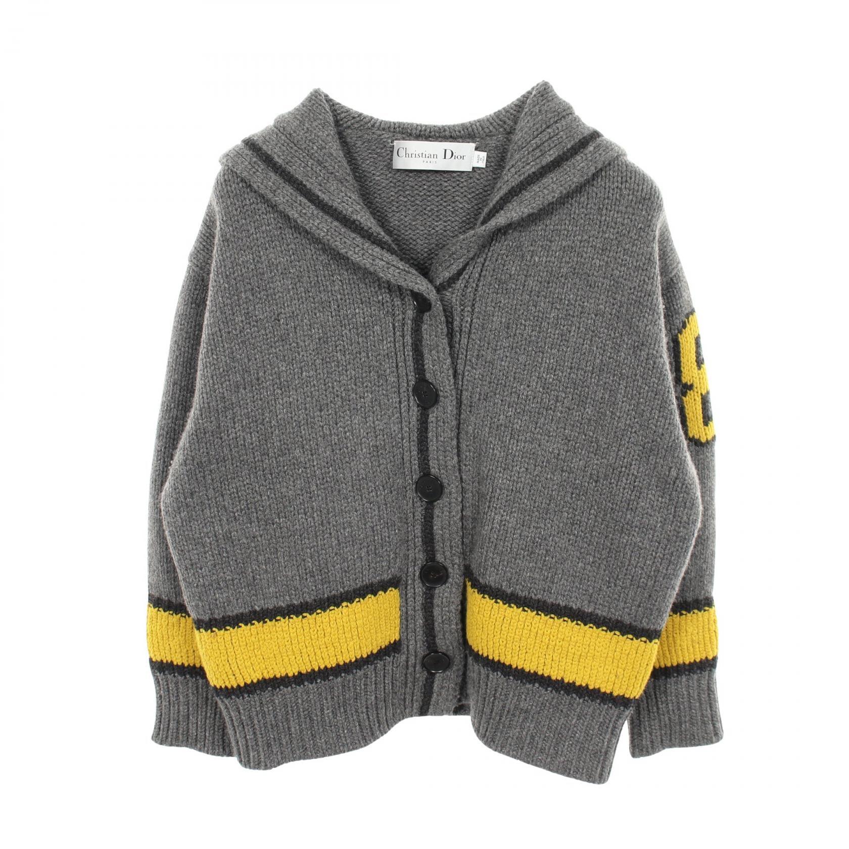 ディオール Dior 22AW セーラーカラー スター ロゴ カーディガン 衣料品 トップス ウール レディース グレー系 / イエロー系 【中古】