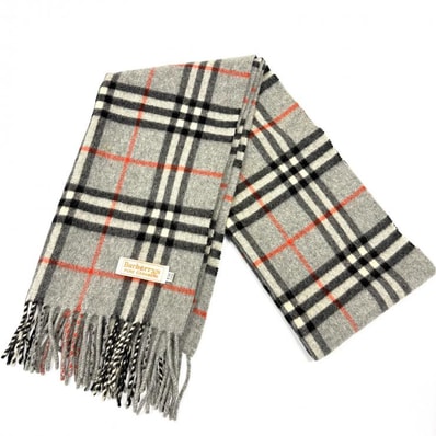 BURBERRY ウールマフラー グレー ノバチェック カシミヤ 鑑定済み 正規品 バーバリー
