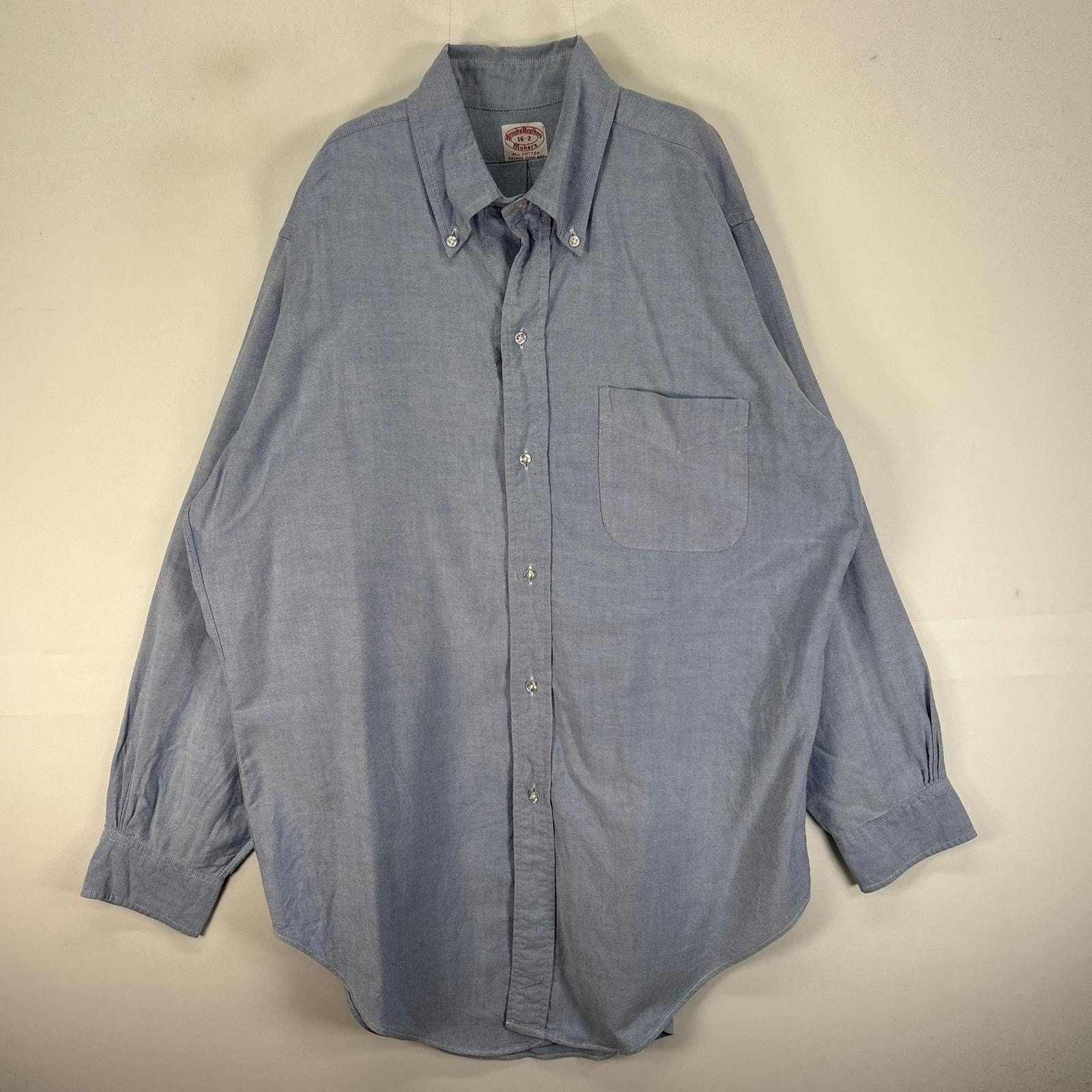 古着 60's~70's/60年代~70年代 ヴィンテージ ブルックスブラザーズ Brooks Brothers 長袖シャツ 6ボタン L  ブルー系 無地 メンズ