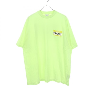 ヴェトモン VETEMENTS Name Badge 半袖Tシャツ 衣料品 トップス コットン メンズ レディース グリーン系 【中古】