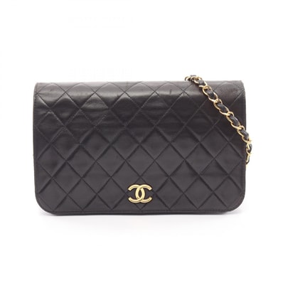 シャネル CHANEL マトラッセ フルフラップ ショルダーバッグ バッグ ラムスキン(羊革) レディース ブラック系 【中古】