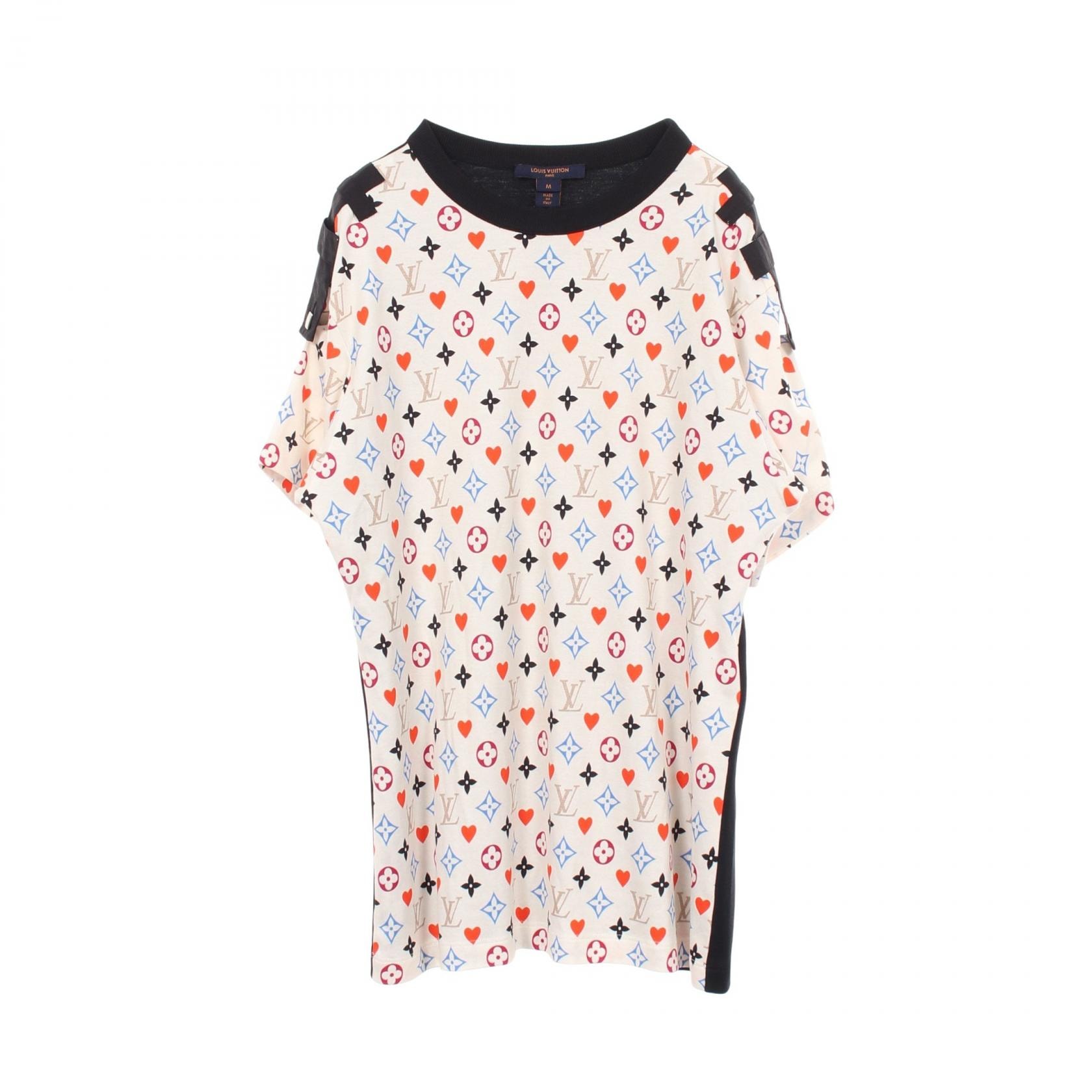 ルイ・ヴィトン LOUIS VUITTON モノグラムゲームオン コントラストバック 半袖Tシャツ 衣料品 トップス コットン レディース アイボリー系 / ブラック系 / マルチカラー RW211A ZVX FKTS98 【中古】