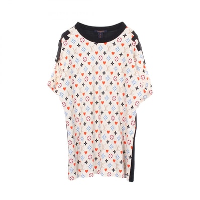 ルイ・ヴィトン LOUIS VUITTON モノグラムゲームオン コントラストバック 半袖Tシャツ 衣料品 トップス コットン レディース アイボリー系 / ブラック系 / マルチカラー RW211A ZVX FKTS98 【中古】