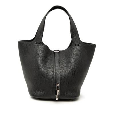 エルメス ピコタンロックMM ハンドバッグ A刻印 ブラック シルバー金具 トリヨンクレマンス レディース HERMES 【中古】