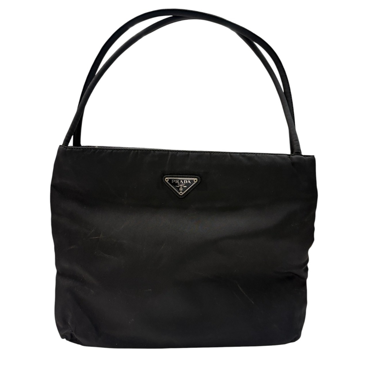 PRADA プラダ テスート 三角ロゴ ブラック シルバー金具 ナイロン ハンドバッグ トートバッグ S1-00088 【中古】