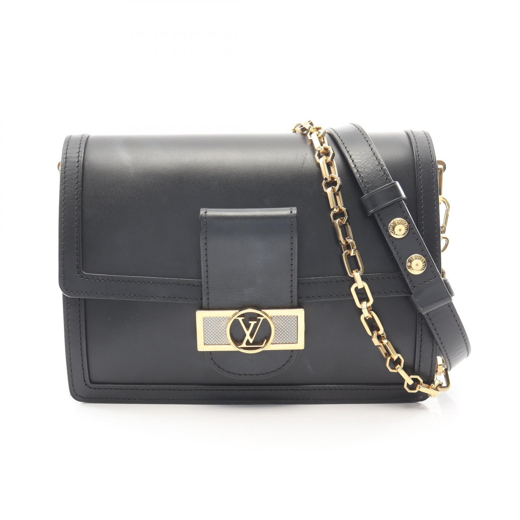 ルイ・ヴィトン LOUIS VUITTON ドーフィーヌMM LVロック ノワール 2WAY ショルダーバッグ バッグ レザー レディース ブラック系 M55821 【中古】