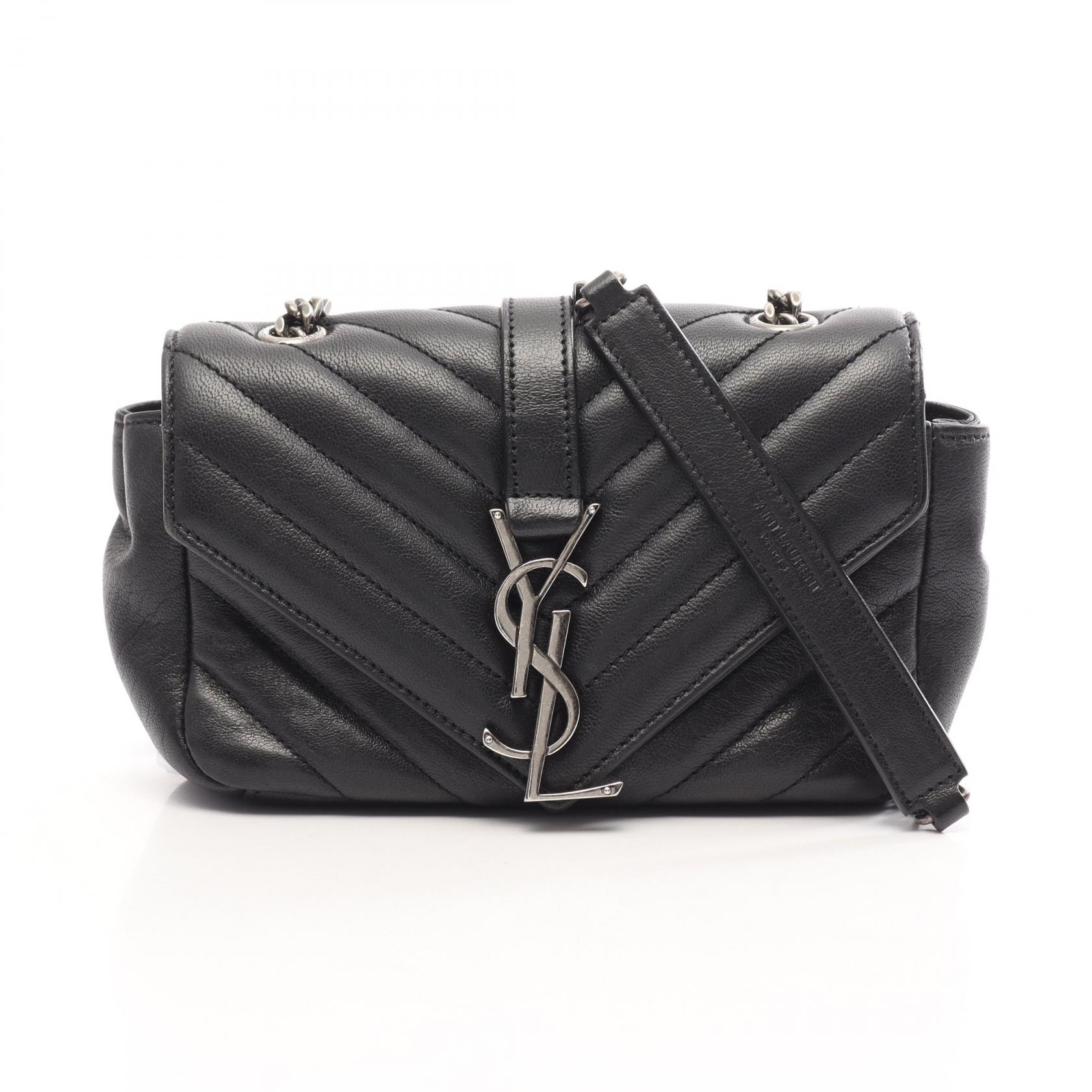 サンローランパリ SAINT LAURENT PARIS ベイビーチャイ ショルダーバッグ バッグ レザー レディース ブラック系 【中古】