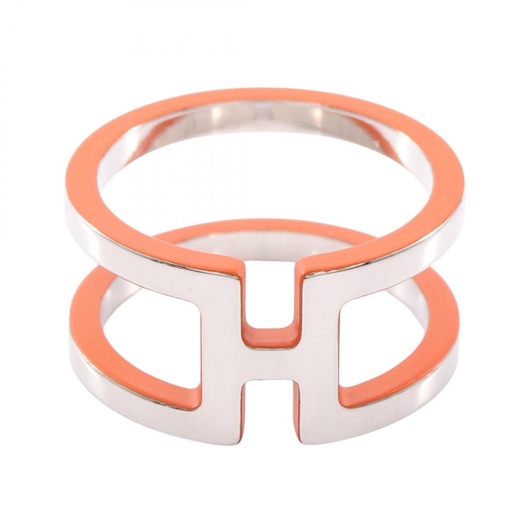 エルメス HERMES Hアンロン スカーフリング アクセサリー メタル オレンジ レディース シルバー系 / オレンジ系 【中古】