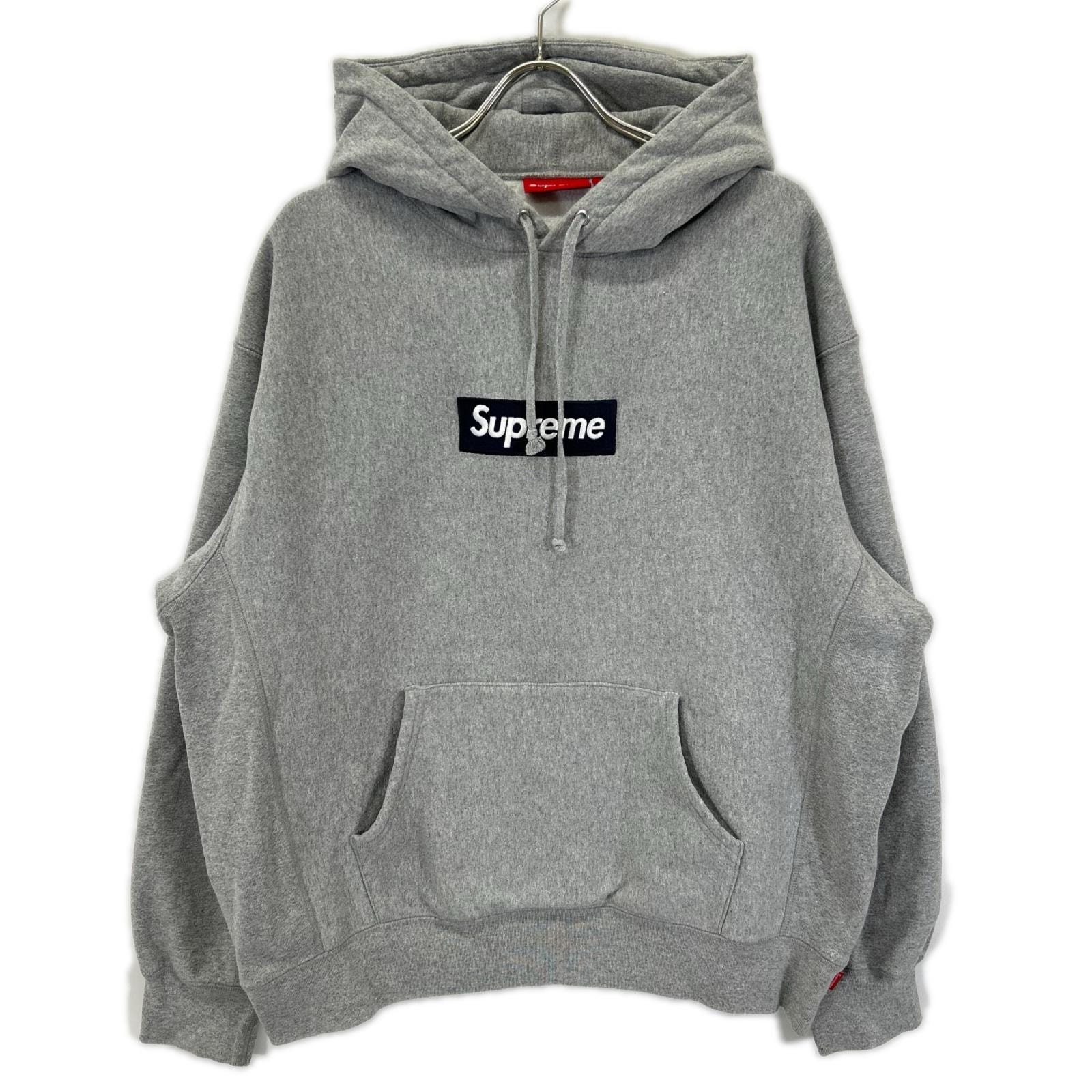 シュプリーム 25AW グレー ボックスロゴ プルオーバー フーディー L