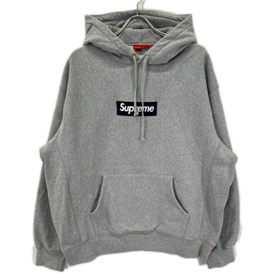 シュプリーム 25AW グレー ボックスロゴ プルオーバー フーディー L