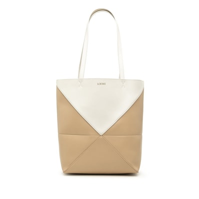 ロエベ パズルフォルド ミディアム トートバッグ ハンドバッグ ベージュ アイボリー レザー レディース LOEWE 中古