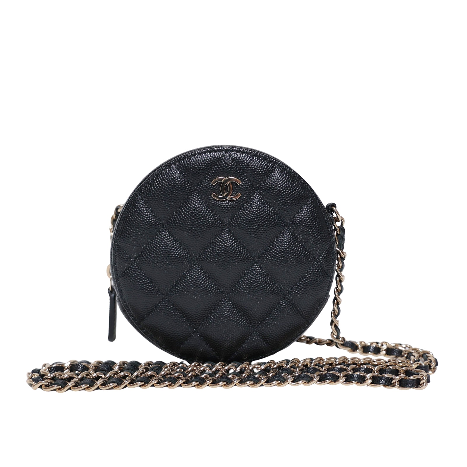 CHANEL シャネル  マトラッセ ラウンド ミニ チェーン  キャビアスキン  ブラック  レディース ショルダーバッグ