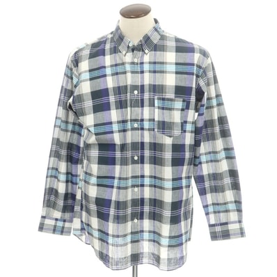 【中古】コムデギャルソンシャツ COMME des GARCONS SHIRT 2025年春夏 コットン チェック ボタンダウン カジュアルシャツ ダークグリーンxホワイト【サイズXL】【メンズ】
