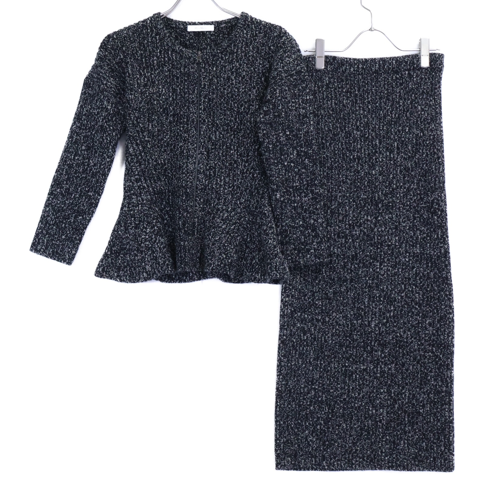 マックスマーラ 【美品】2521346052/2521306032 Kim リブニット ペプラム ジップジャケット/ロングスカート セットアップ ジャケットL/スカートS