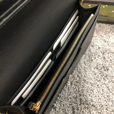 GUCCI GG Marmont Striped Chain Wallet "Black"
