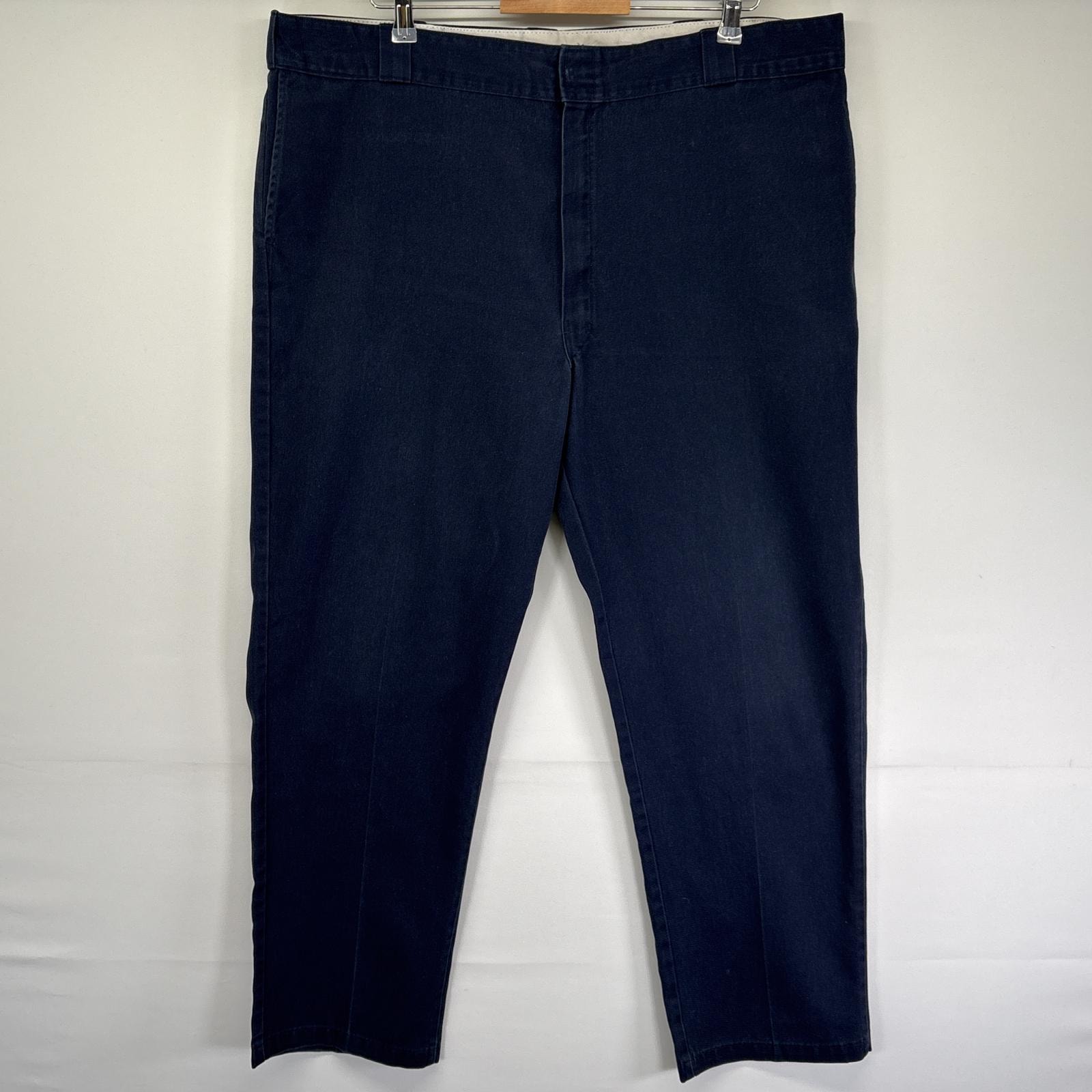 古着 ディッキーズ Dickies ワークパンツ ストレート 874 チノパン ジッパーフライ 作業着 センタープレス ネイビー メンズ