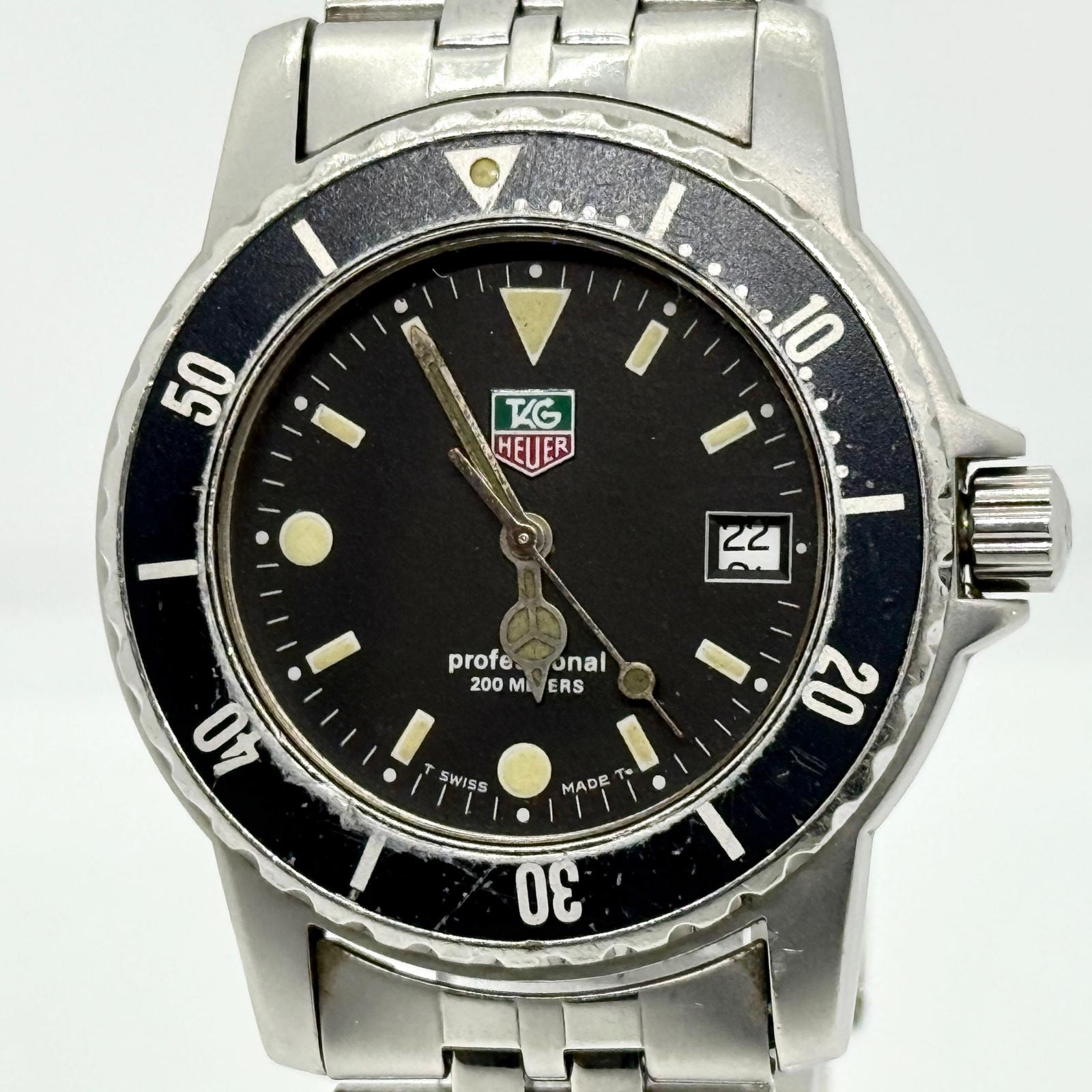 TAG HEUER タグホイヤー プロフェッショナル 200m WD1210-G-20 ブラック QZ メンズ 腕時計 稼働品