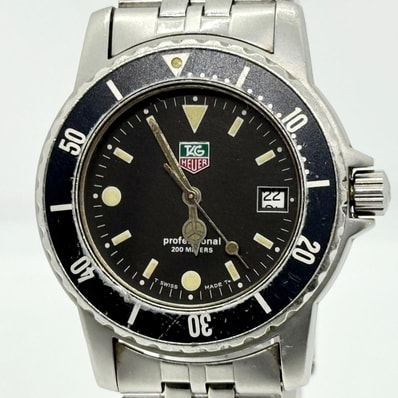 TAG HEUER タグホイヤー プロフェッショナル 200m WD1210-G-20 ブラック QZ メンズ 腕時計 稼働品