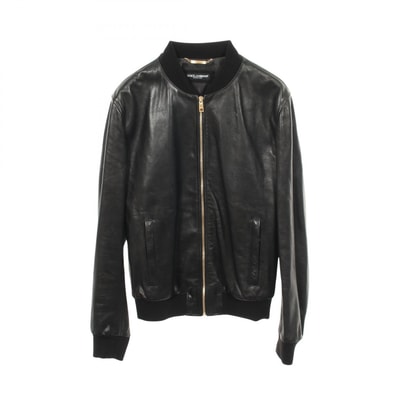 ドルチェアンドガッバーナ DOLCE & GABBANA レザージャケット ブルゾン 衣料品 アウター レザー メンズ ブラック系 【中古】