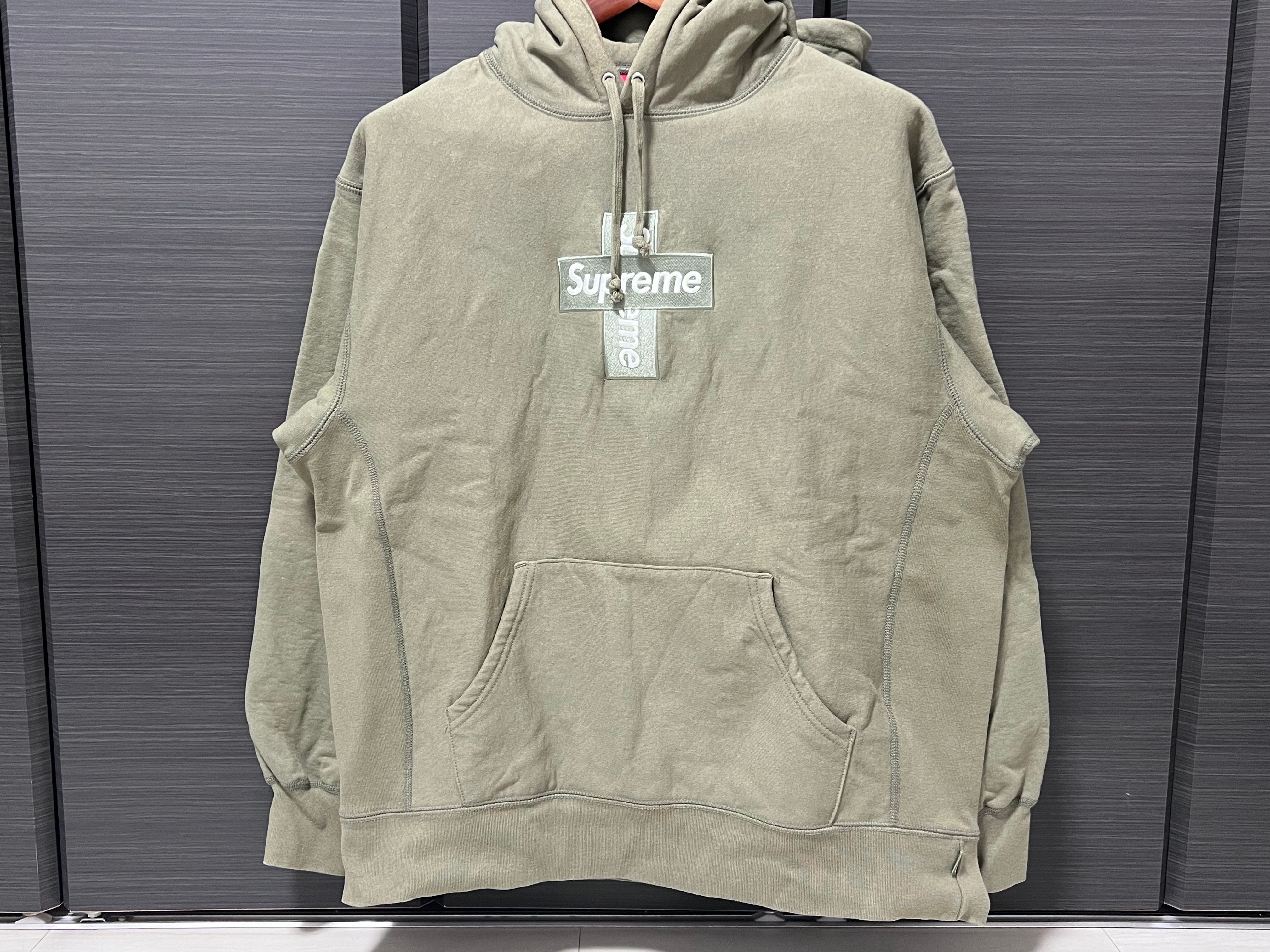 Supreme Cross Box Logo Hooded Sweatshirt "Light Olive"