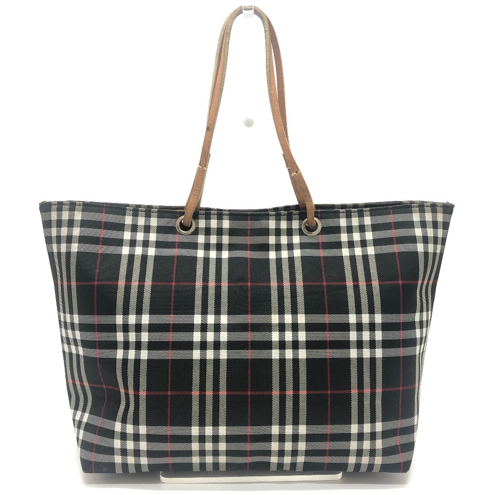 バーバリー BURBERRY チェック柄 ロンドン カバン ハンドバッグ トートバッグ キャンバス ブラック