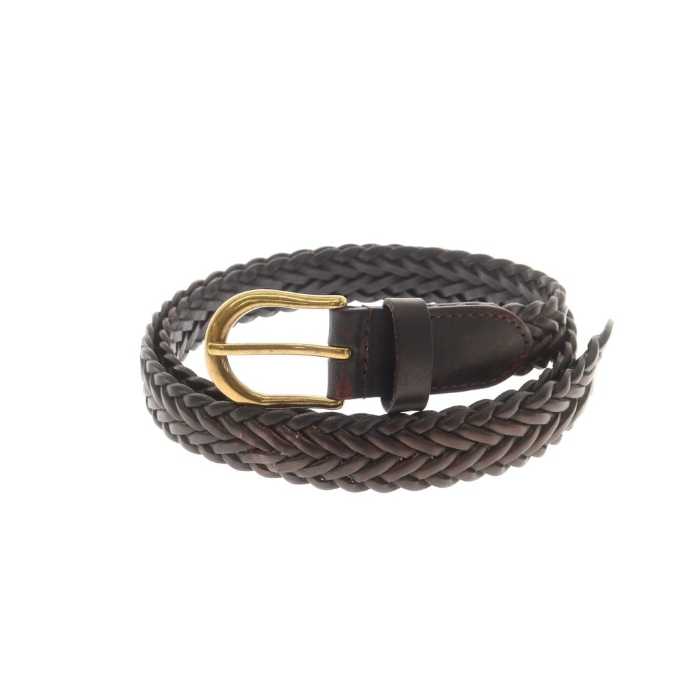 【中古】ビームスプラス BEAMS PLUS レザー メッシュベルト ダークブラウンxゴールド【サイズ34】【メンズ】