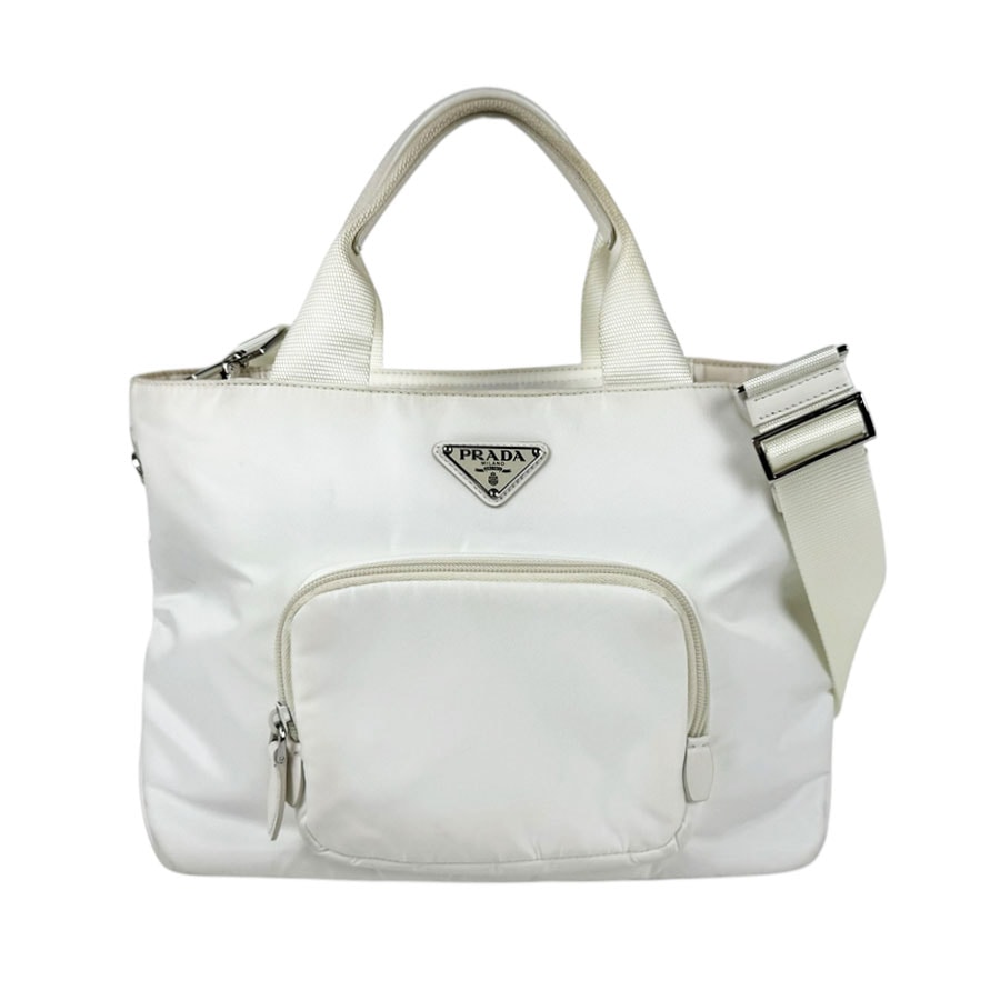 プラダ PRADA ハンドバッグ ショルダーバッグ ナイロン ホワイト レディース 1BG354【中古】 z11345