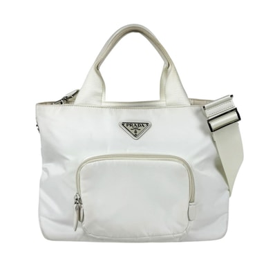 プラダ PRADA ハンドバッグ ショルダーバッグ ナイロン ホワイト レディース 1BG354【中古】 z11345