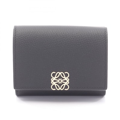 ロエベ LOEWE アナグラム トライフォールド ウォレット 三つ折り財布 財布 レザー レディース ブラック系 C821TR2X161206 【新品】