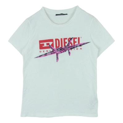 DIESEL ディーゼル T-SILY グラフィックプリント 半袖 Tシャツ コットン インド製 ホワイト系 XS【中古】
