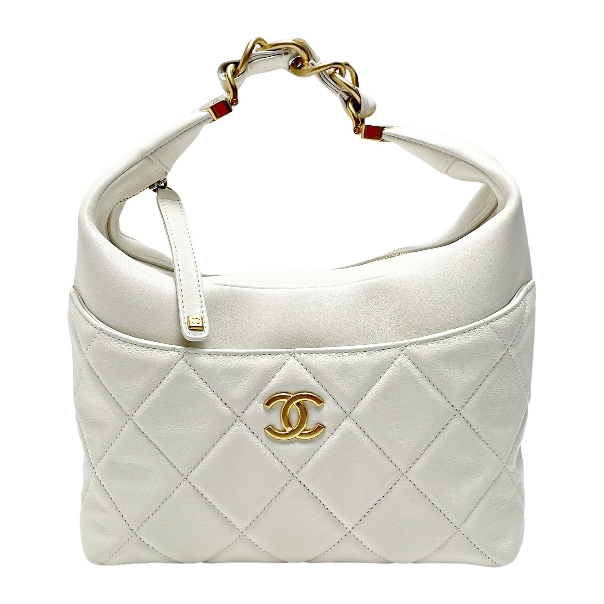 CHANEL シャネル マトラッセ AS3292 ホワイト チェーントートバッグ ラムスキン レディース ゴールド金具