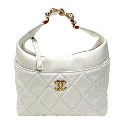 CHANEL シャネル マトラッセ AS3292 ホワイト チェーントートバッグ ラムスキン レディース ゴールド金具