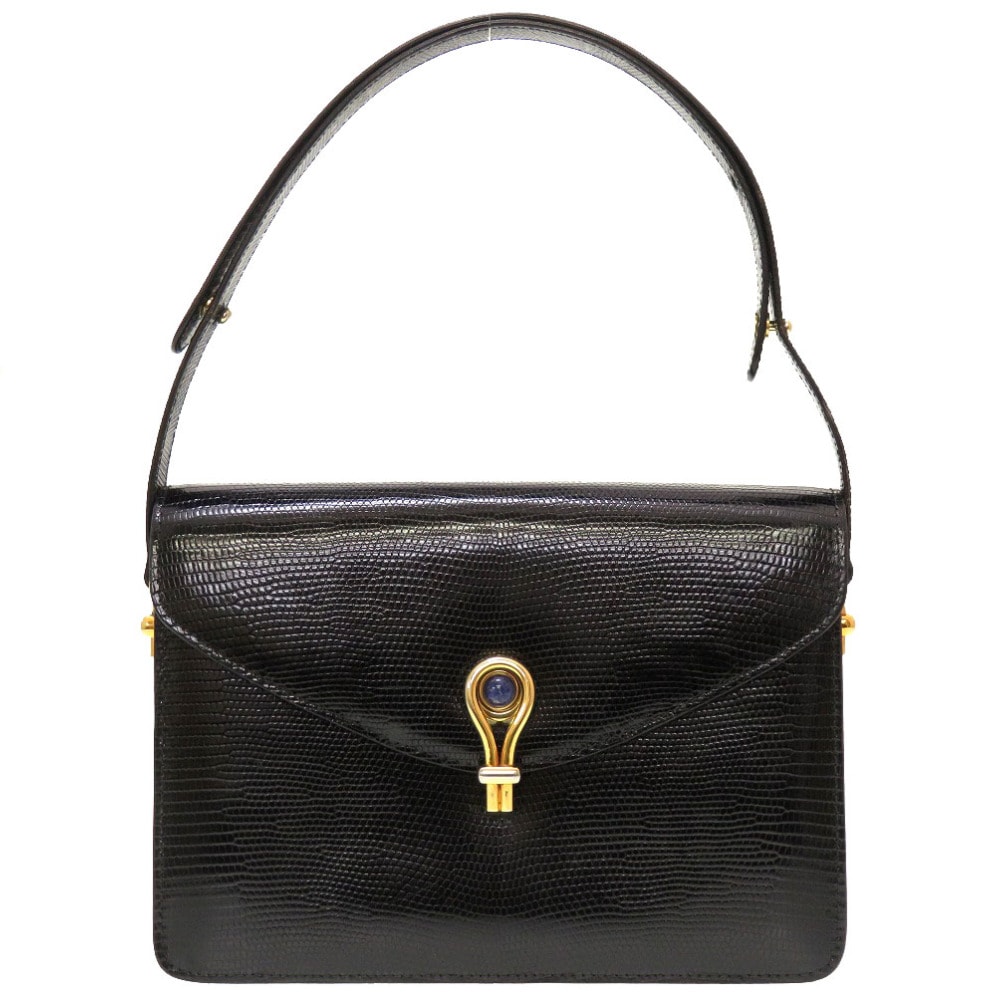 グッチ  ヴィンテージ   リザード  ブラック   ショルダーバ