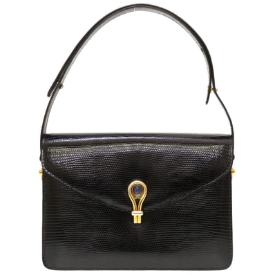 グッチ ヴィンテージ リザード ブラック ショルダーバ