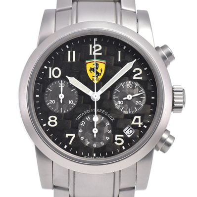 ジラール・ペルゴ GIRARD-PERREGAUX 8020 フェラーリ クロノグラフ ブラック 自動巻き メンズ 良品 腕時計 E#149903