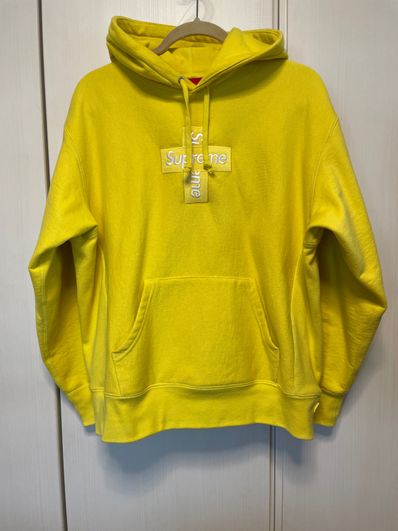 Supreme Cross Box Logo Hooded Sweatshirt "Yellow"
