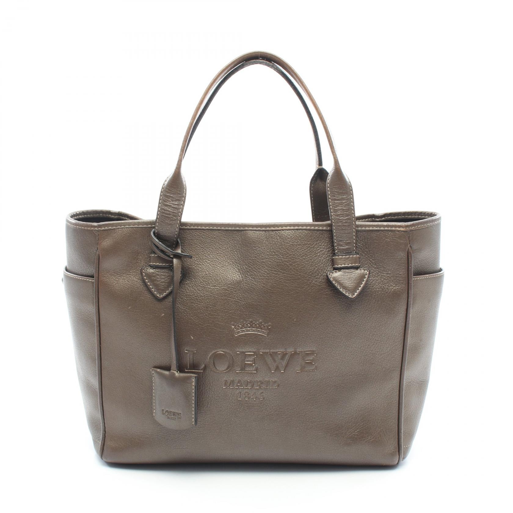 ロエベ LOEWE ヘリテージ トートバッグ バッグ レザー レディース ブラウン系 【中古】