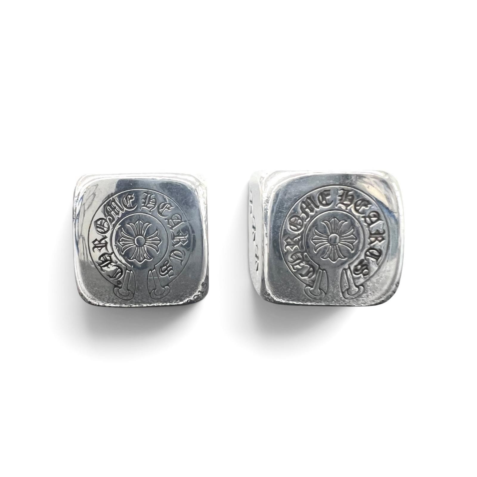 CHROME HEARTS 希少 美品 クロムハーツ DICE SET ダイスセット CHプラス ホースシュー サイコロ 2個 シルバー インボイス・袋付属 オブジェ インテリア クロス ABランク 中古 鑑定済 クロムサイコロ