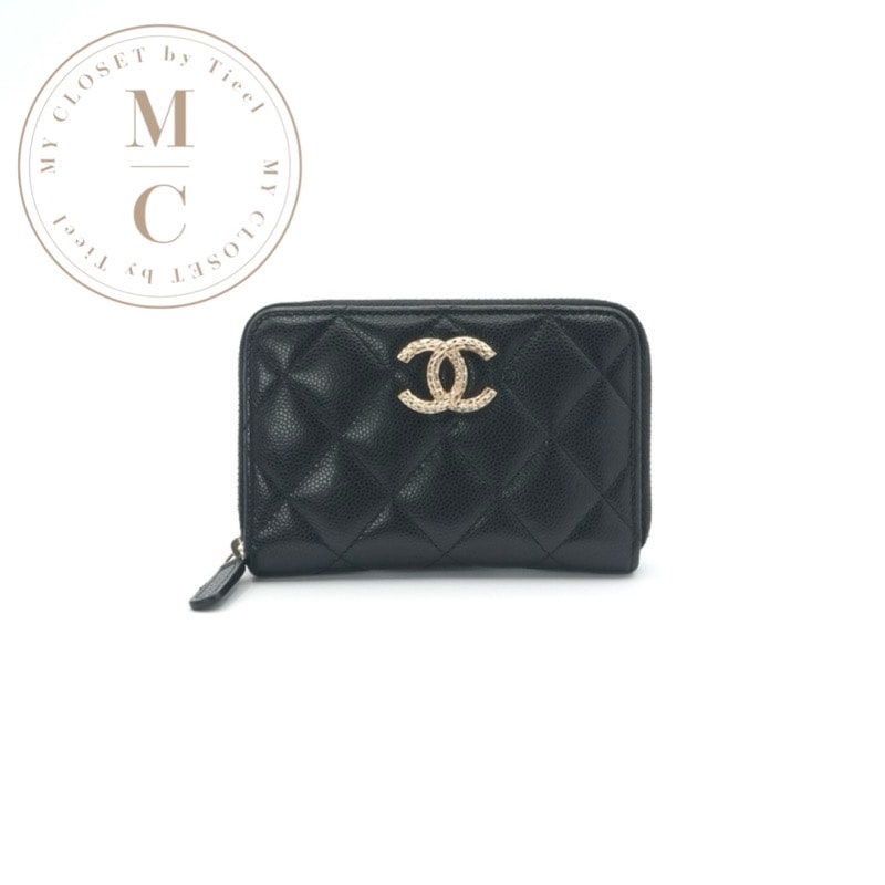 シャネル CHANEL 財布 コインケース 小銭入れ ブラック ゴールド マトラッセ ココマーク カードケース