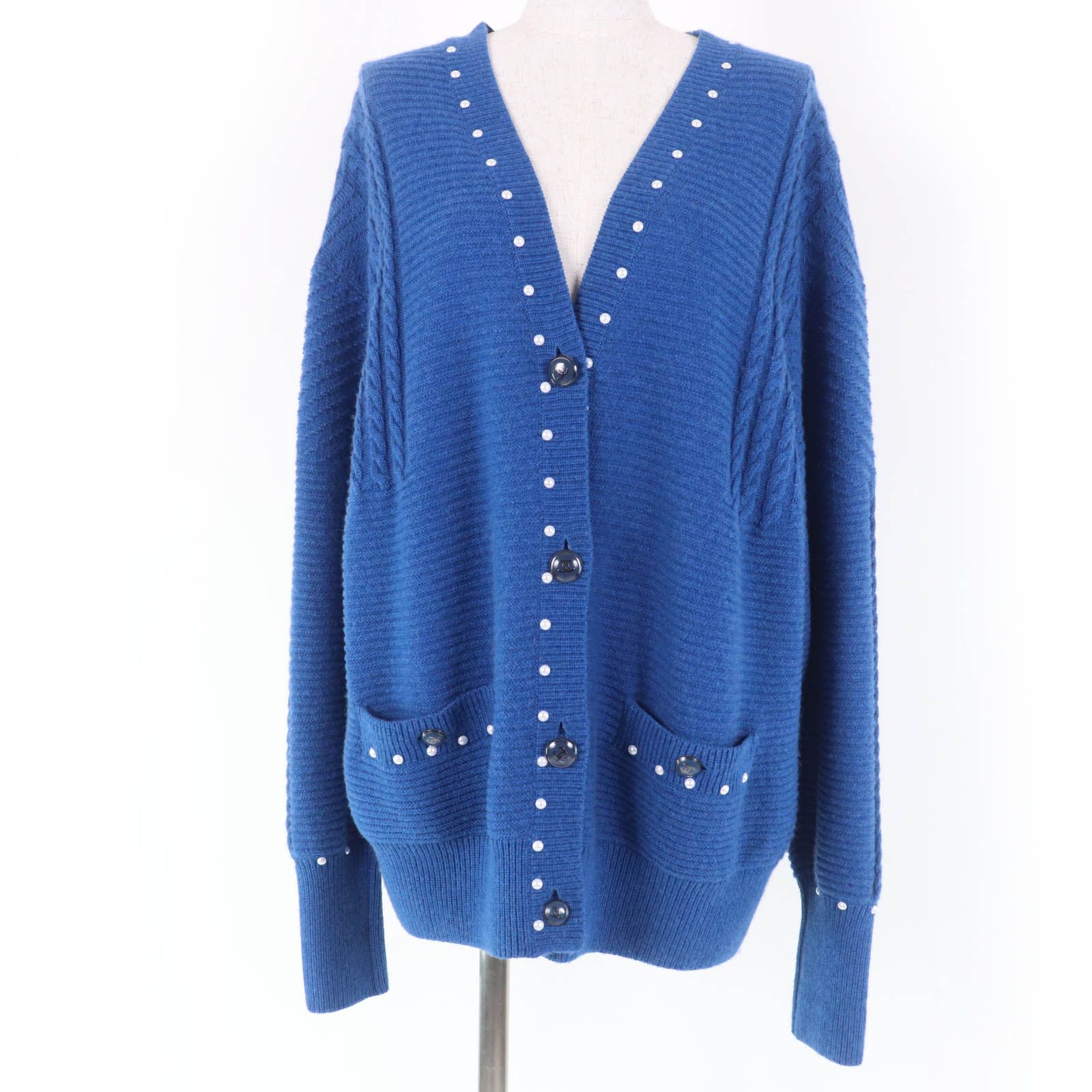 シャネル カーディガン ブルー レディース 38 P53610K06955