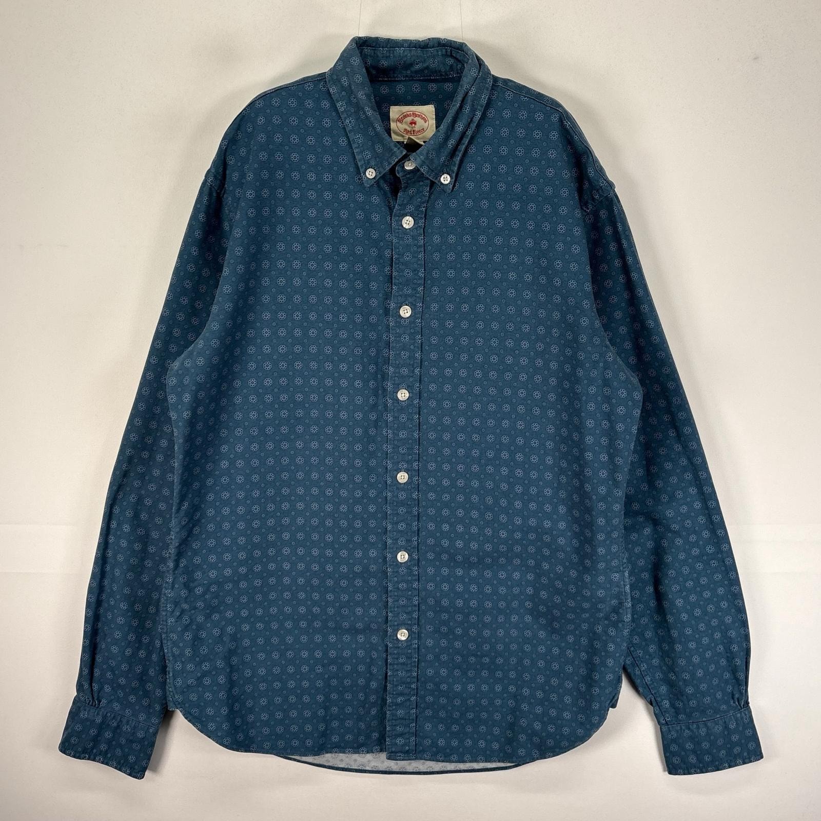 古着 ブルックスブラザーズ Brooks Brothers 長袖シャツ ボタンダウン S  ブルー系 総柄 メンズ